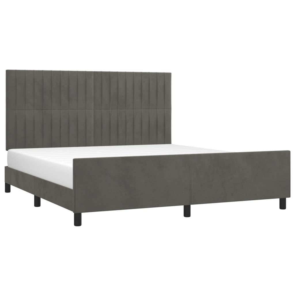 Cadre de lit sans matelas gris foncé velours - XIOS