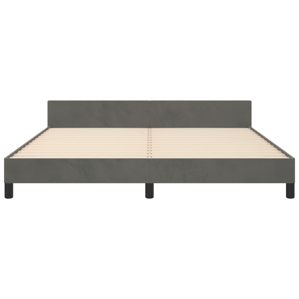 Cadre de lit sans matelas gris foncé velours - XIOS