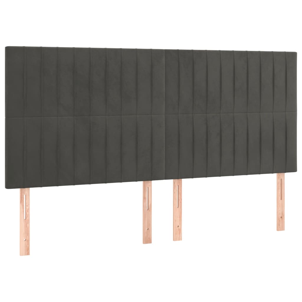 Cadre de lit sans matelas gris foncé velours - XIOS
