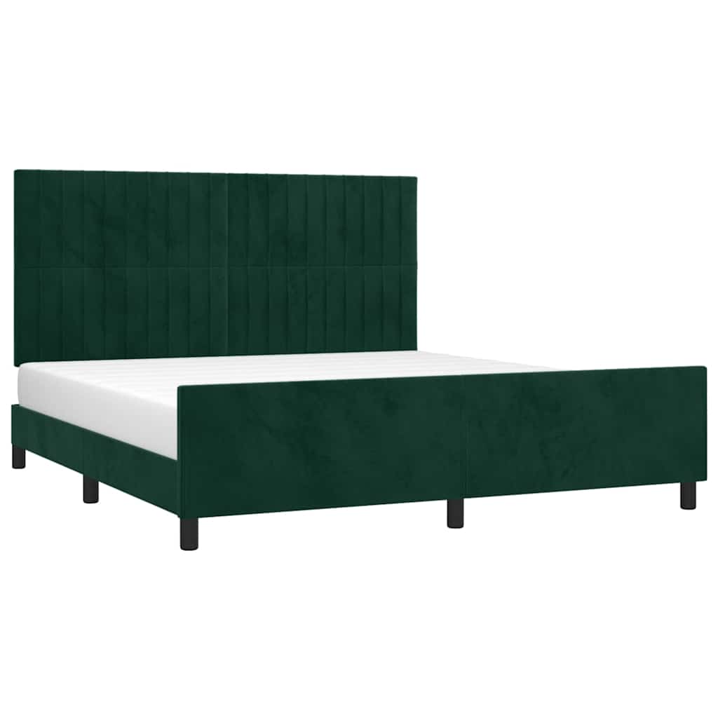 Cadre de lit sans matelas vert foncé velours - XIOS