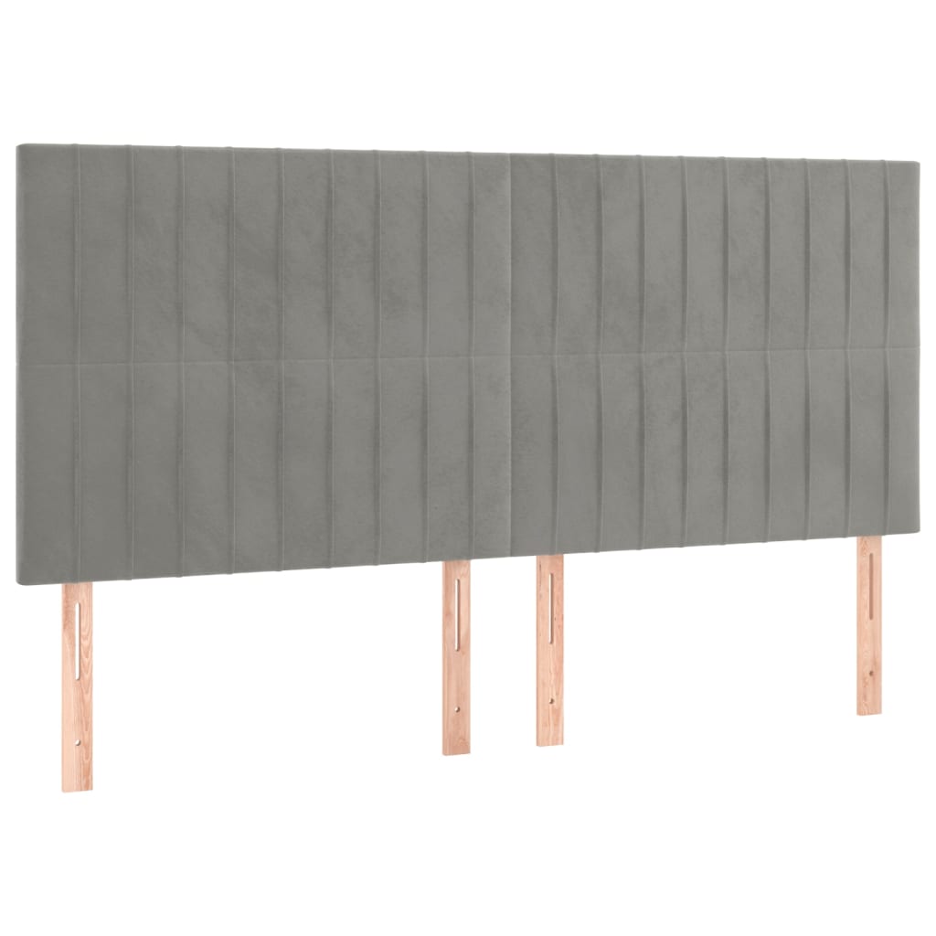 Cadre de lit sans matelas gris clair 200x200 cm velours - XIOS