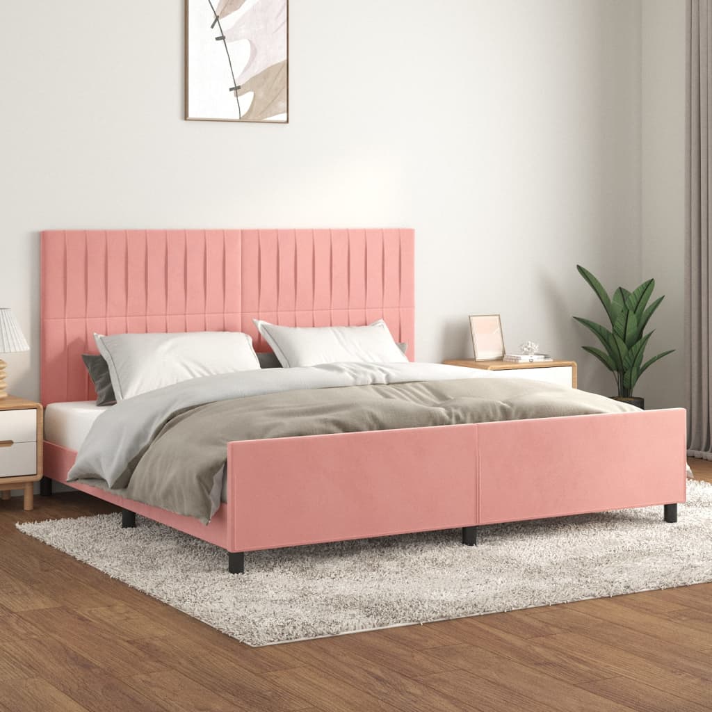 Cadre de lit sans matelas rose 200x200 cm velours - XIOS