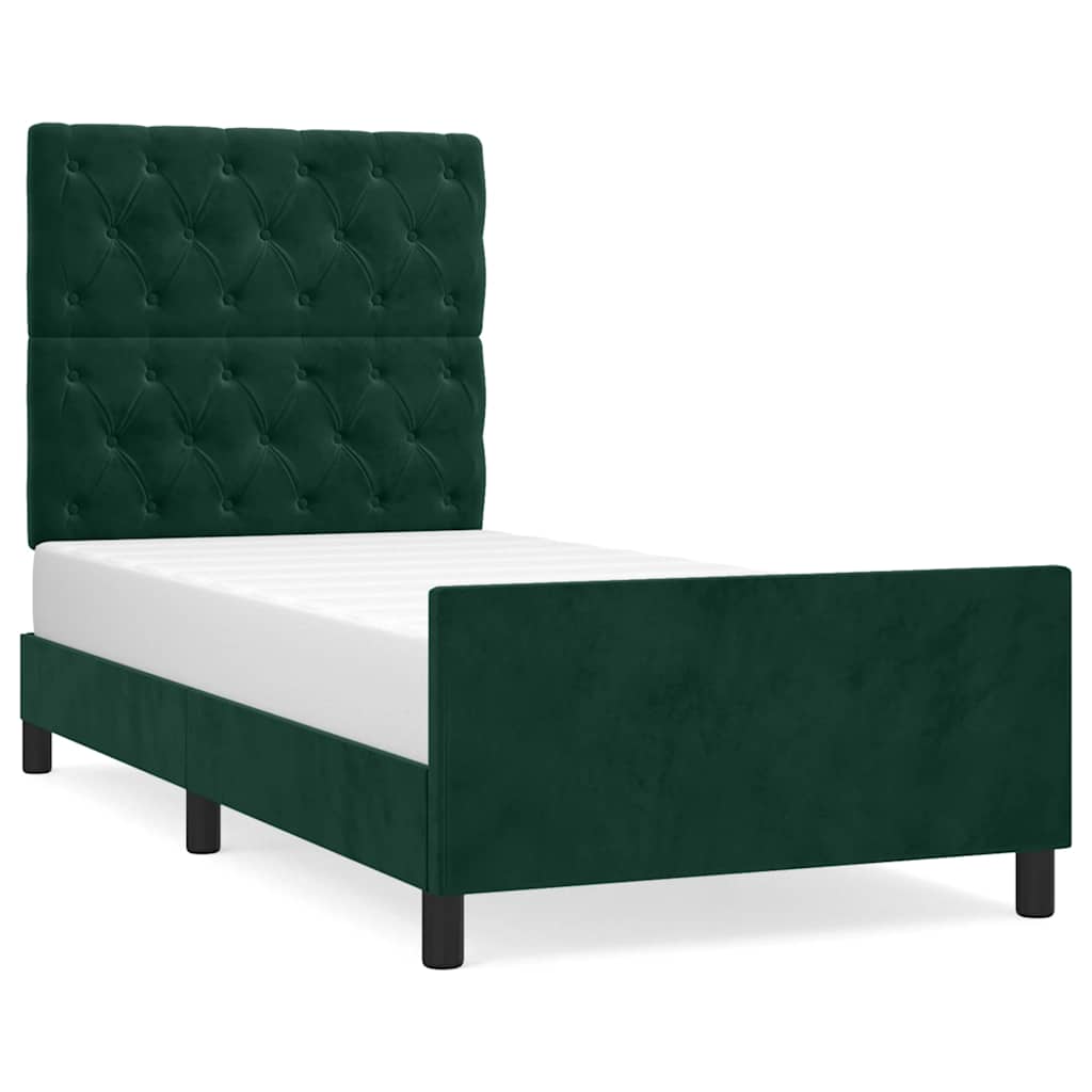 Cadre de lit sans matelas vert foncé 80x200 cm velours - XIOS