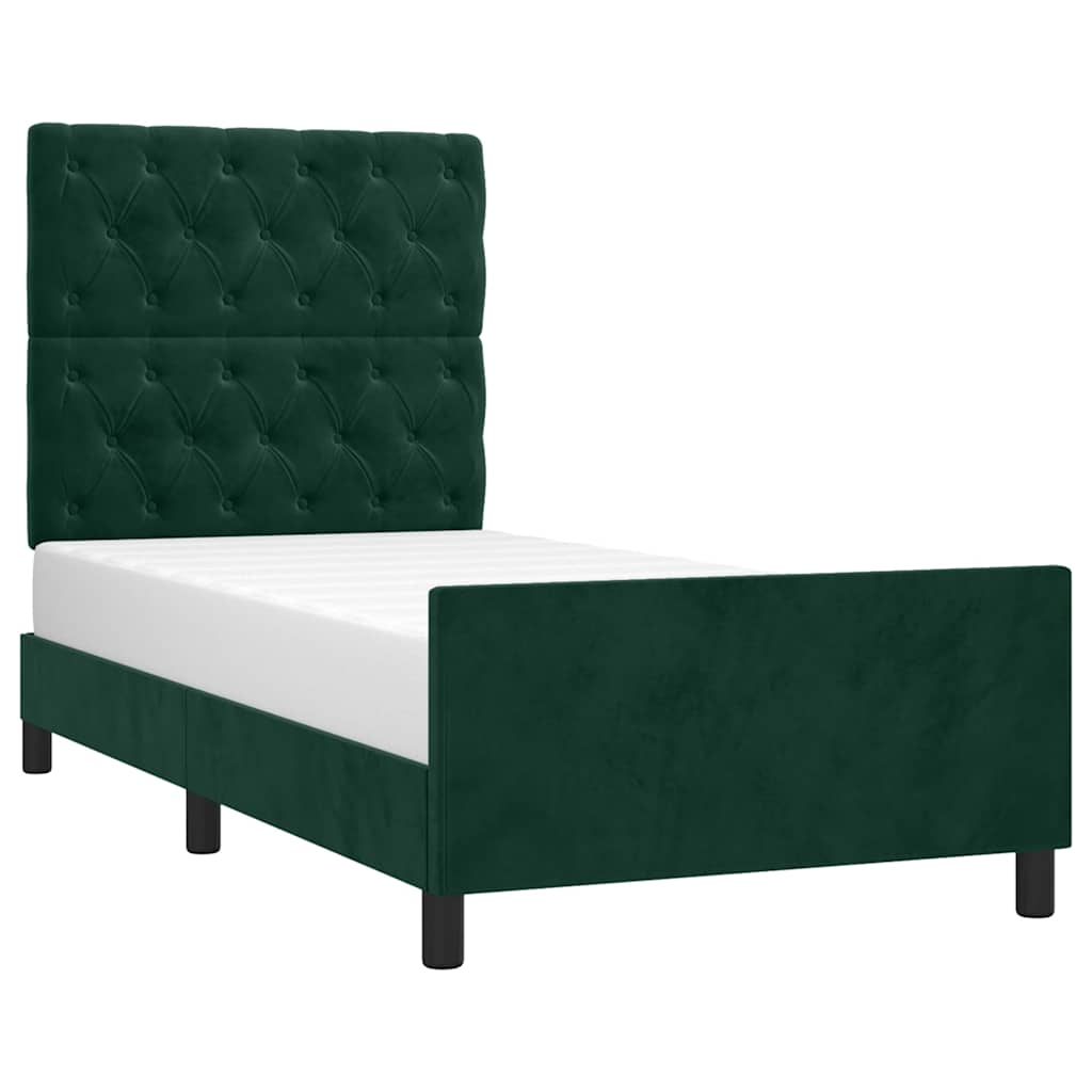 Cadre de lit sans matelas vert foncé 80x200 cm velours - XIOS