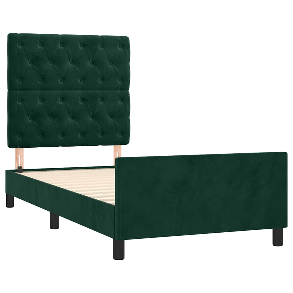 Cadre de lit sans matelas vert foncé 80x200 cm velours - XIOS