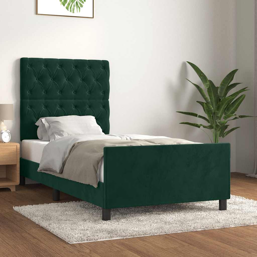 Cadre de lit sans matelas vert foncé 80x200 cm velours - XIOS