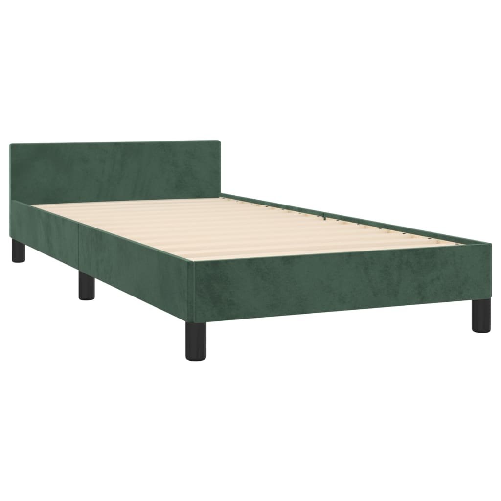 Cadre de lit sans matelas vert foncé 90x190 cm velours - XIOS