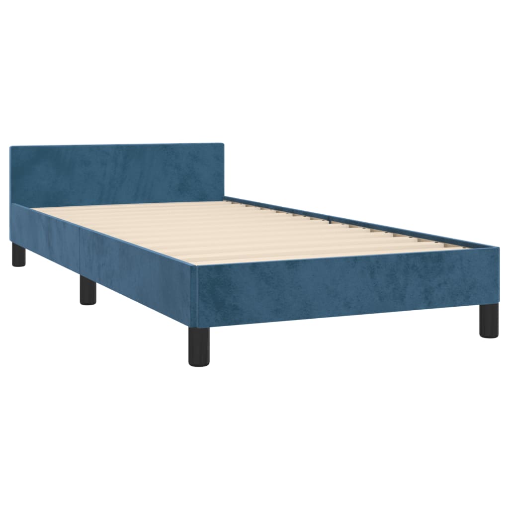 Cadre de lit sans matelas bleu foncé 90x190 cm velours - XIOS