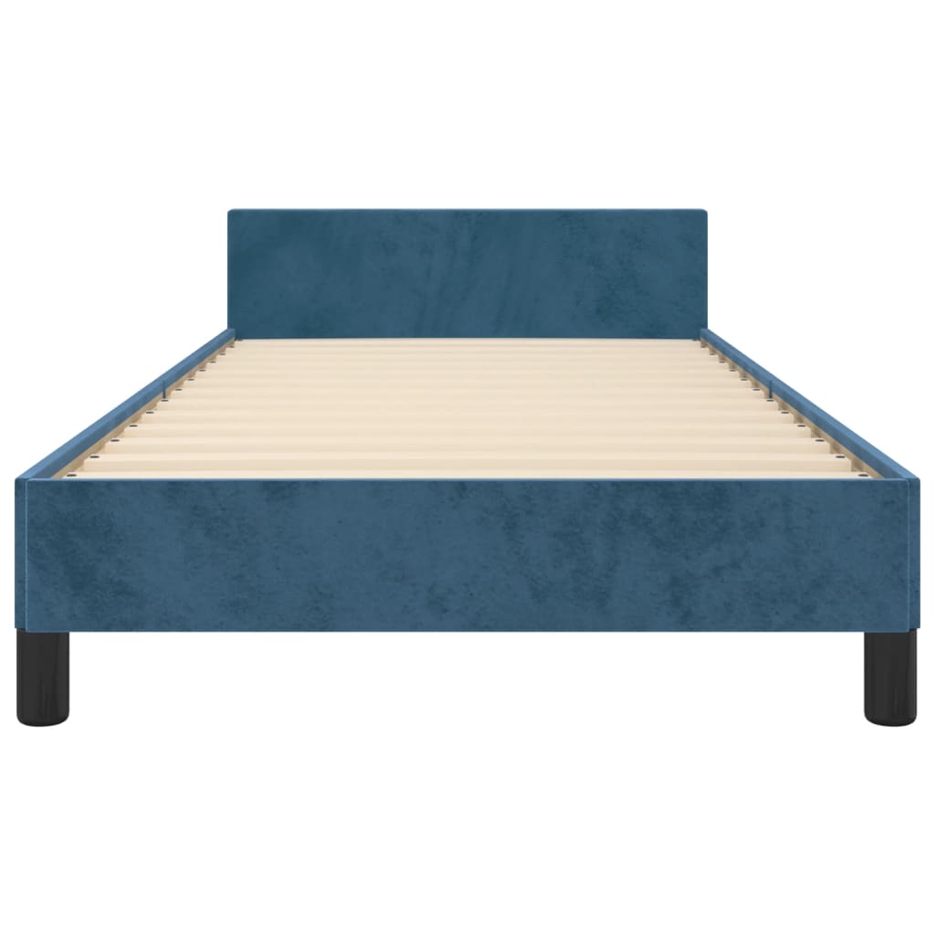 Cadre de lit sans matelas bleu foncé 90x190 cm velours - XIOS