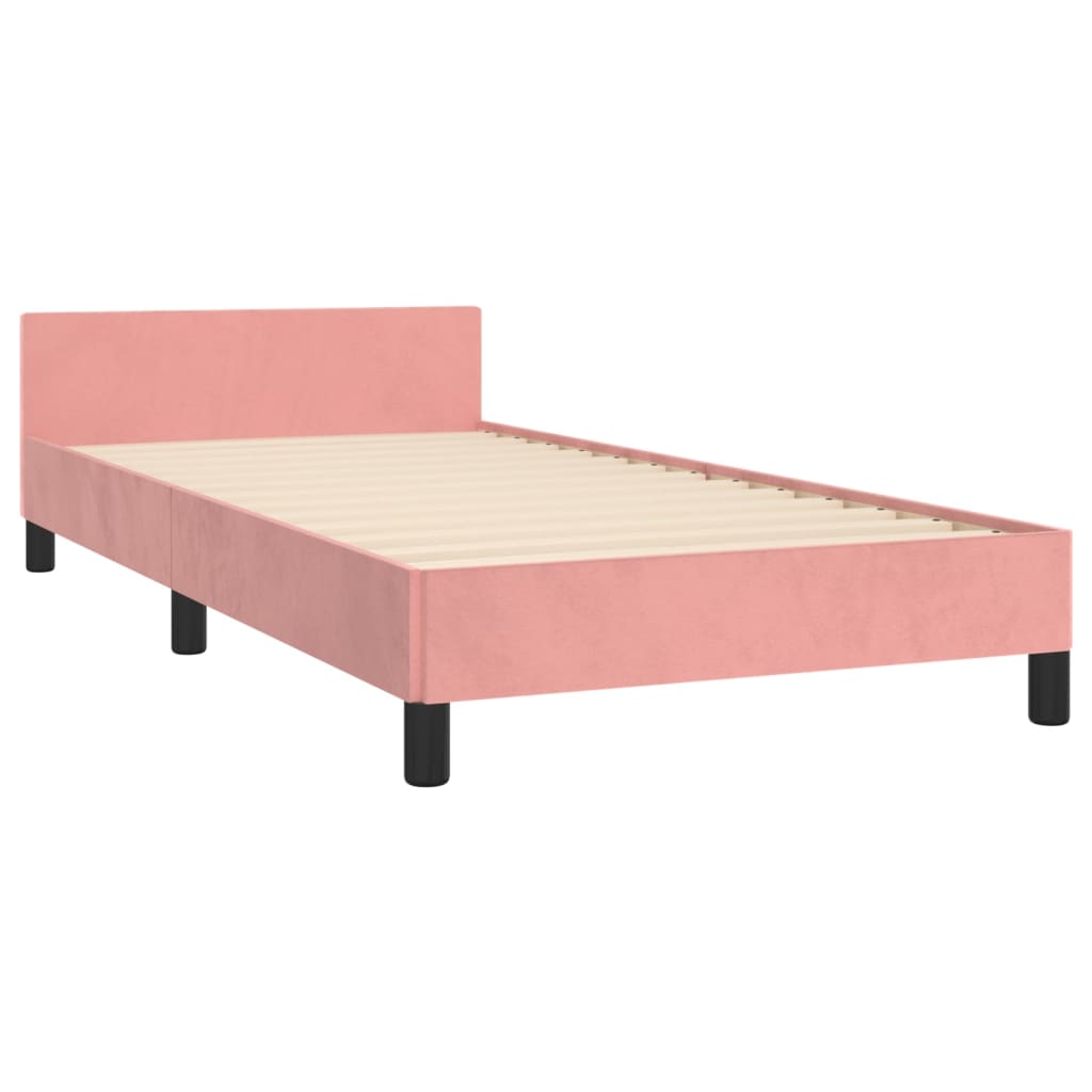 Cadre de lit sans matelas rose 90x190 cm velours - XIOS