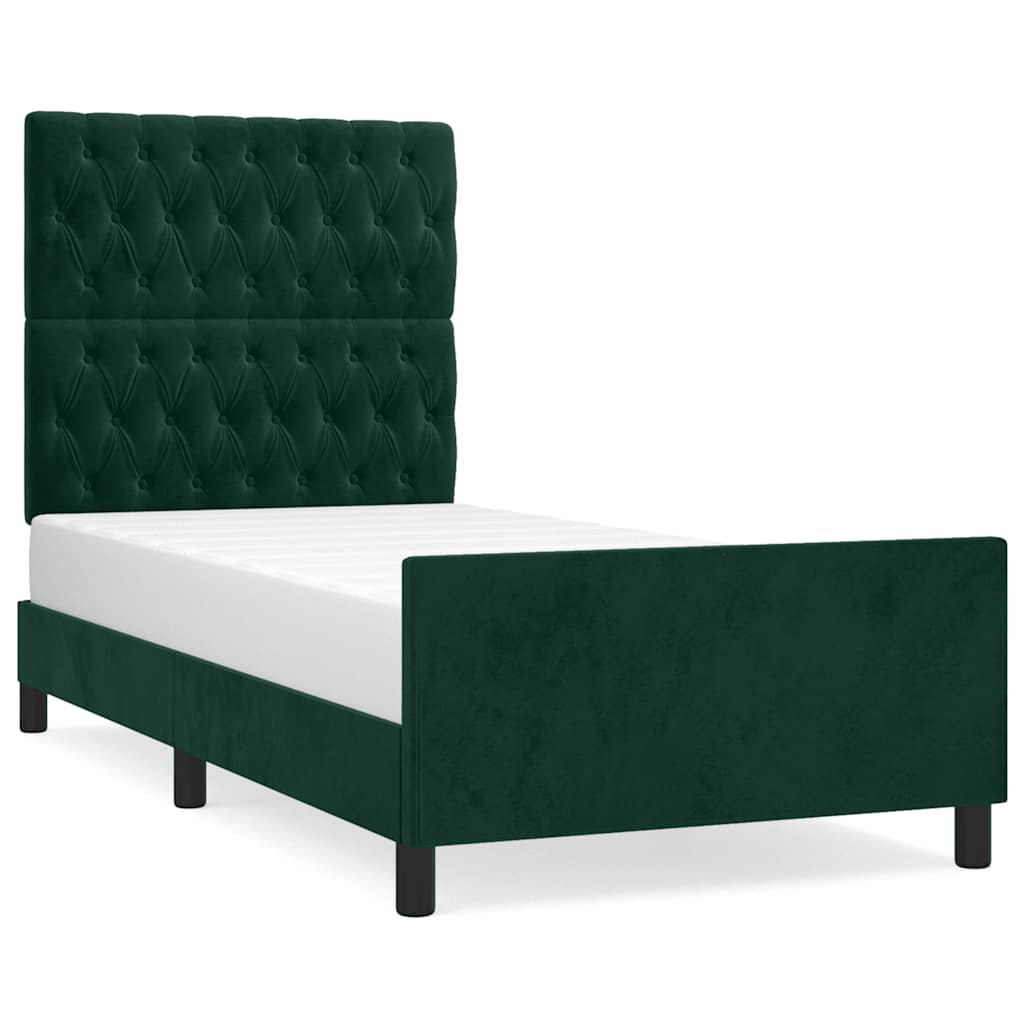 Cadre de lit sans matelas vert foncé 90x200 cm velours - XIOS