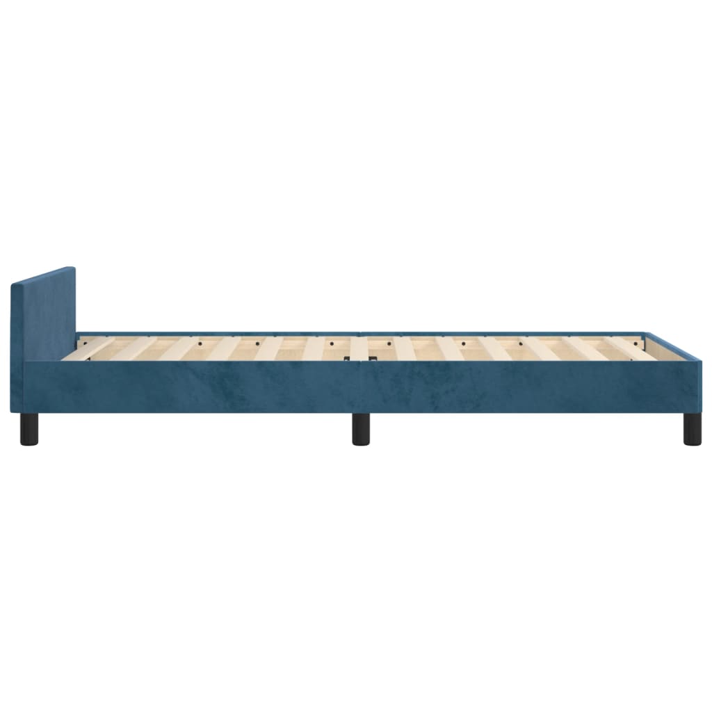 Cadre de lit sans matelas bleu foncé 90x200 cm velours - XIOS