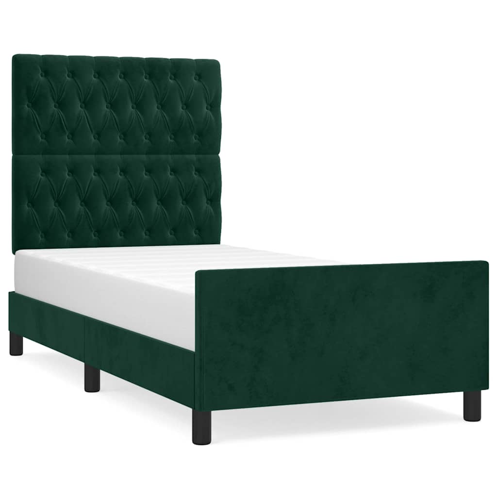 Cadre de lit sans matelas vert foncé 100x200 cm velours - XIOS
