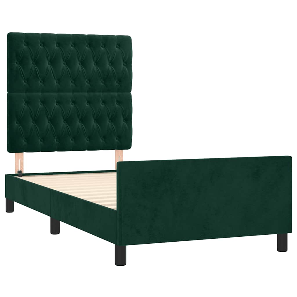 Cadre de lit sans matelas vert foncé 100x200 cm velours - XIOS
