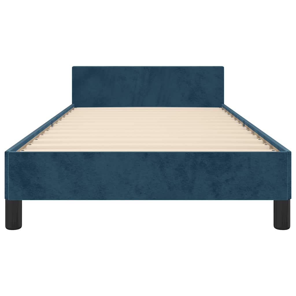 Cadre de lit sans matelas bleu foncé 100x200 cm velours - XIOS