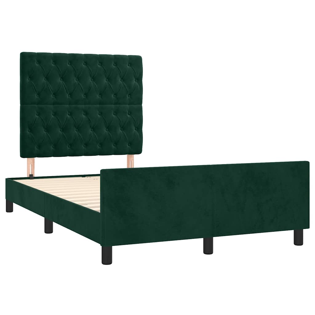 Cadre de lit sans matelas vert foncé 120x200 cm velours - XIOS