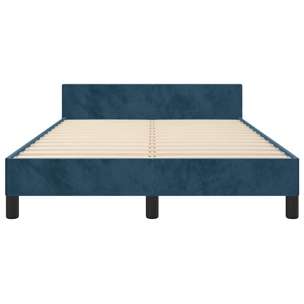 Cadre de lit sans matelas bleu foncé 120x200 cm velours - XIOS
