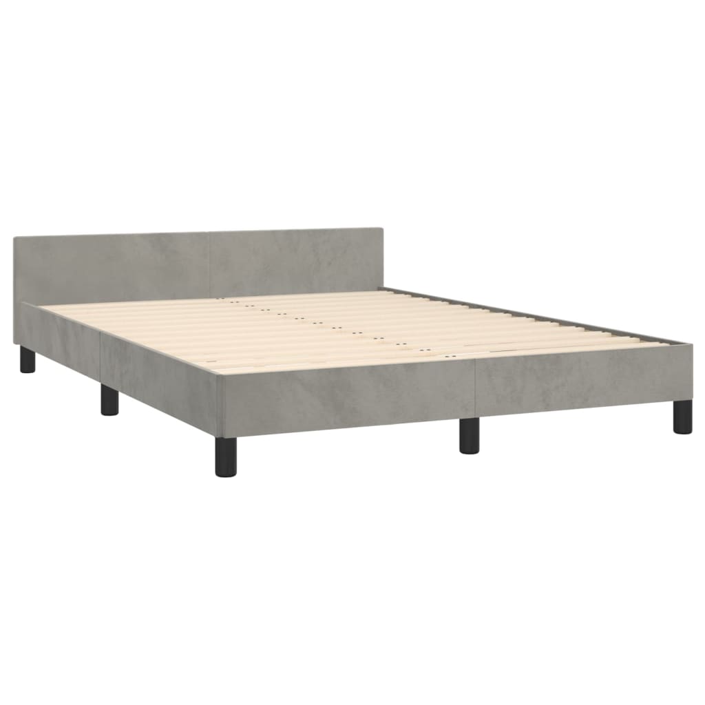 Cadre de lit sans matelas gris clair 140x190 cm velours - XIOS