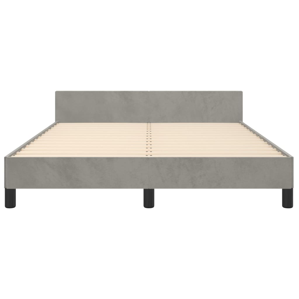 Cadre de lit sans matelas gris clair 140x190 cm velours - XIOS