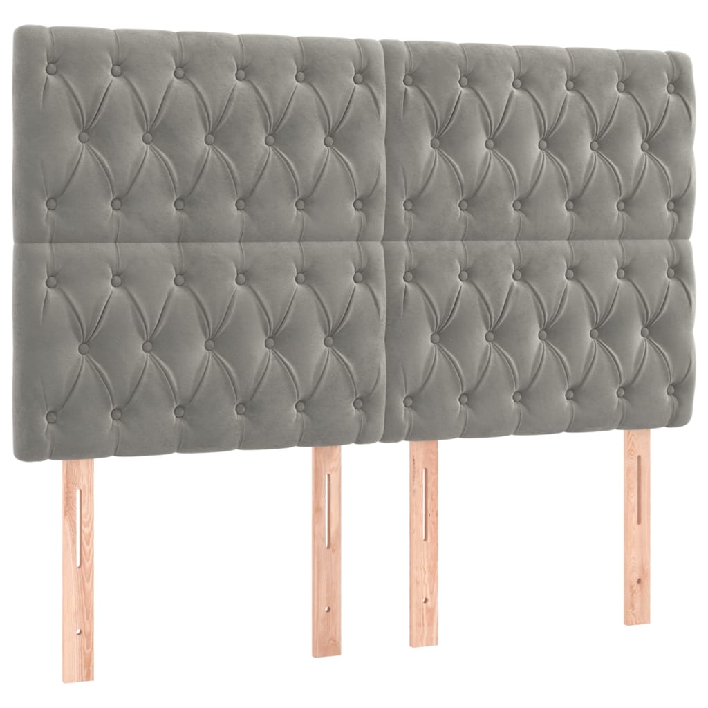 Cadre de lit sans matelas gris clair 140x190 cm velours - XIOS