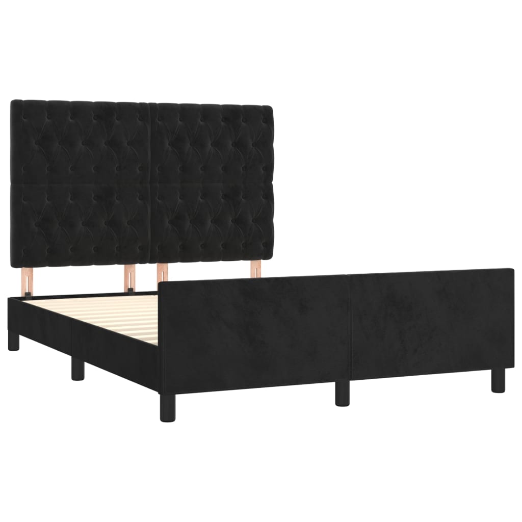 Cadre de lit sans matelas noir 140x190 cm velours - XIOS