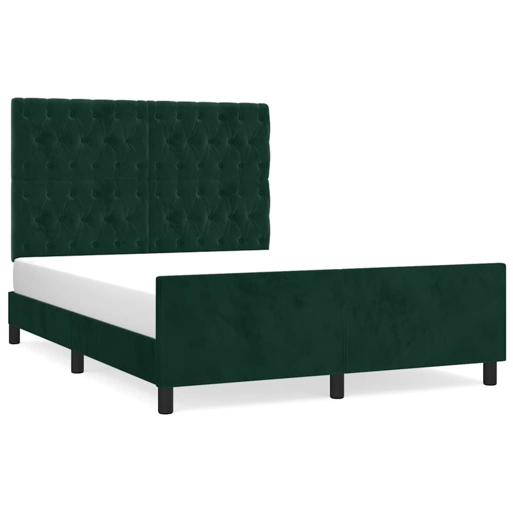 Cadre de lit sans matelas vert foncé 140x190 cm velours - XIOS