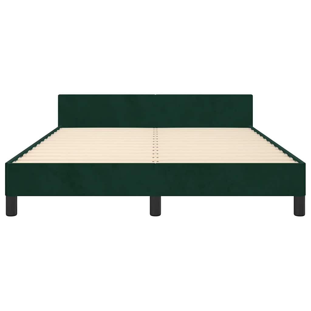 Cadre de lit sans matelas vert foncé 140x190 cm velours - XIOS