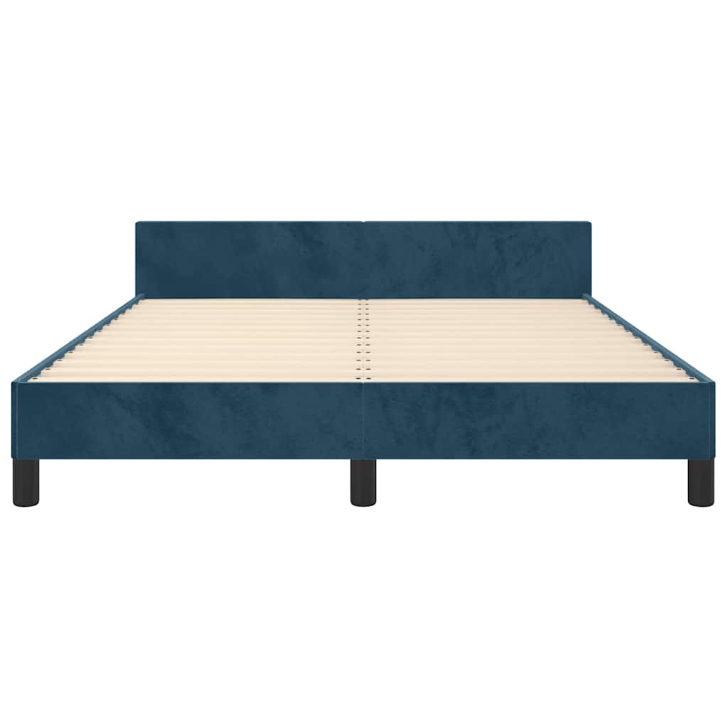Cadre de lit sans matelas bleu foncé 140x190 cm velours - XIOS