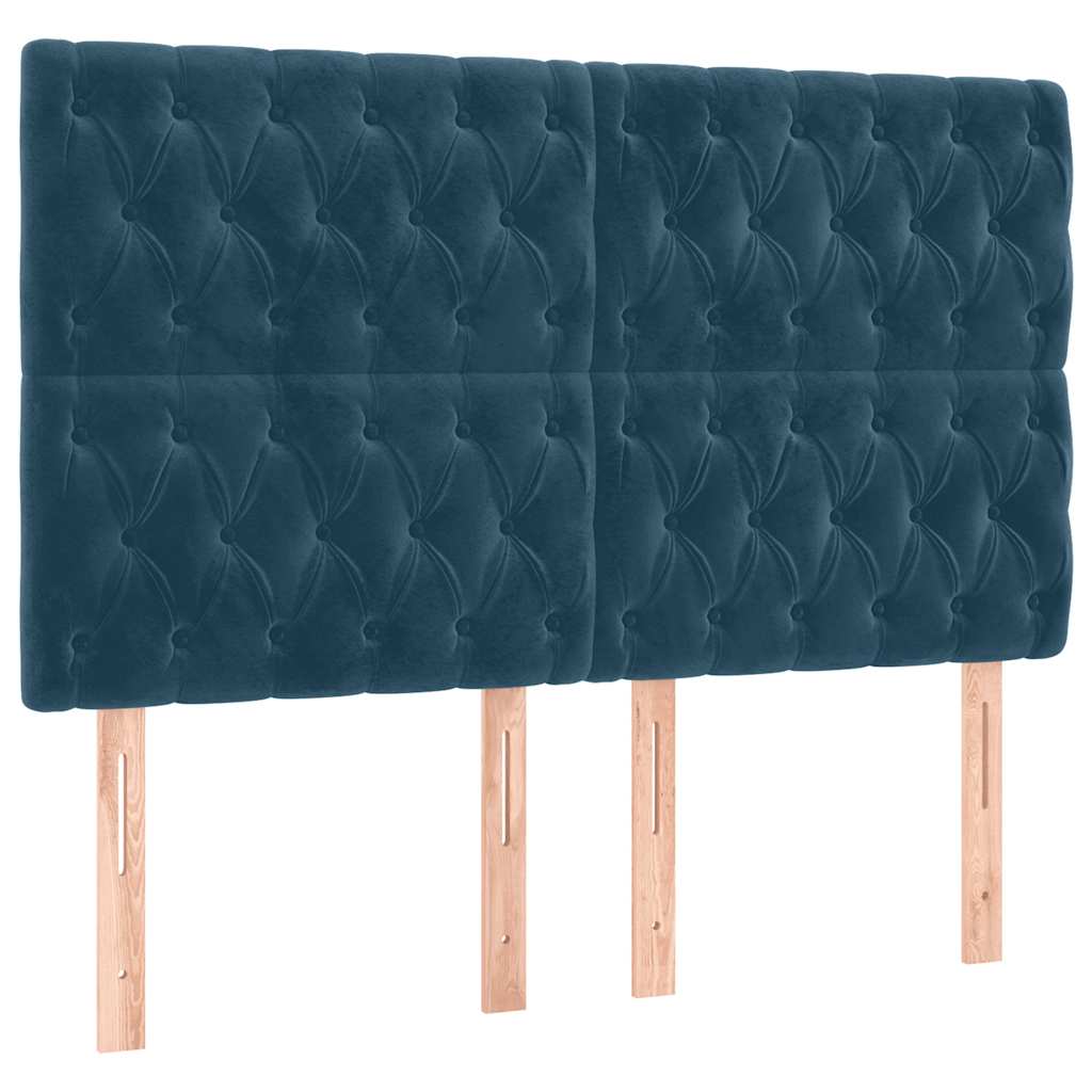 Cadre de lit sans matelas bleu foncé 140x190 cm velours - XIOS
