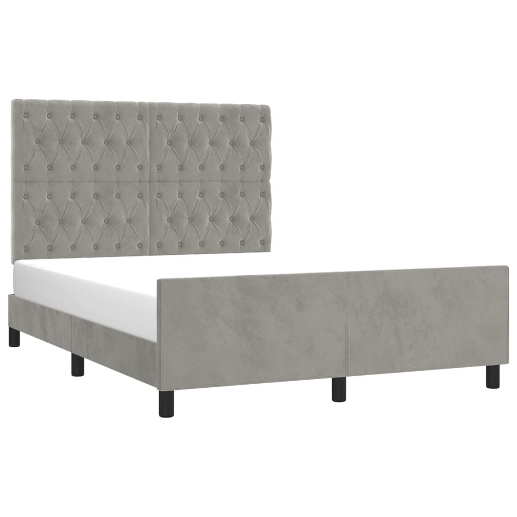 Cadre de lit sans matelas gris clair 140x200 cm velours - XIOS
