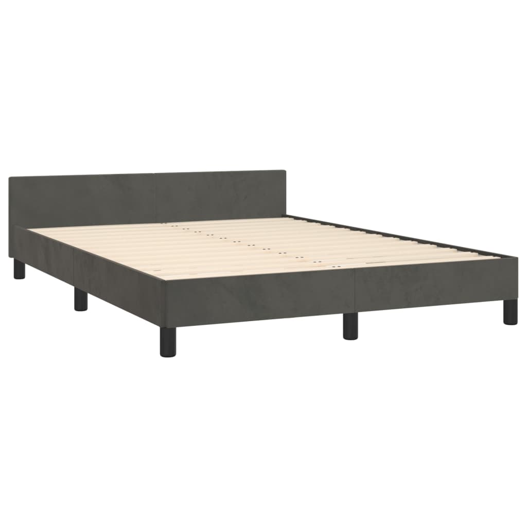 Cadre de lit sans matelas gris foncé 140x200 cm velours - XIOS