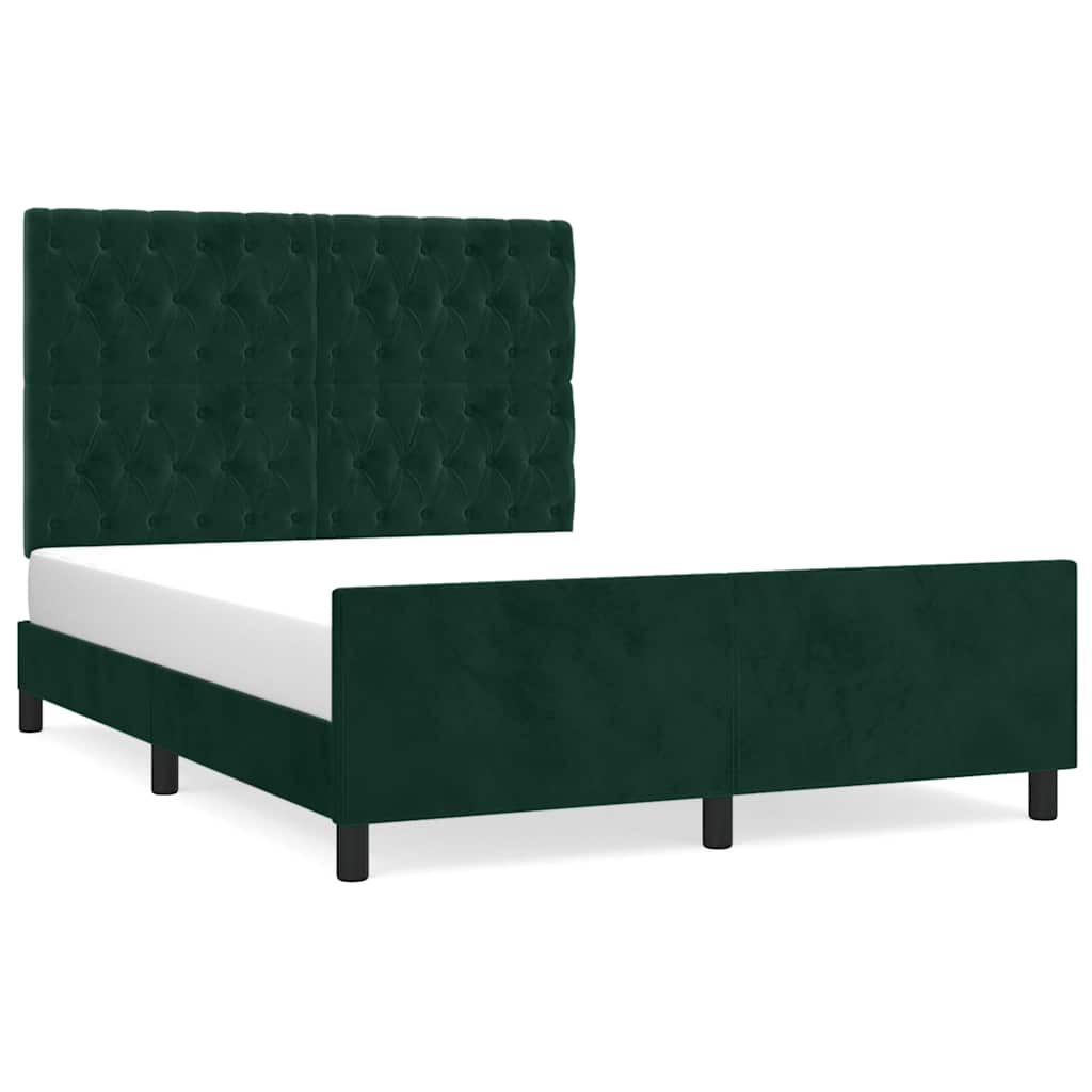 Cadre de lit sans matelas vert foncé 140x200 cm velours - XIOS