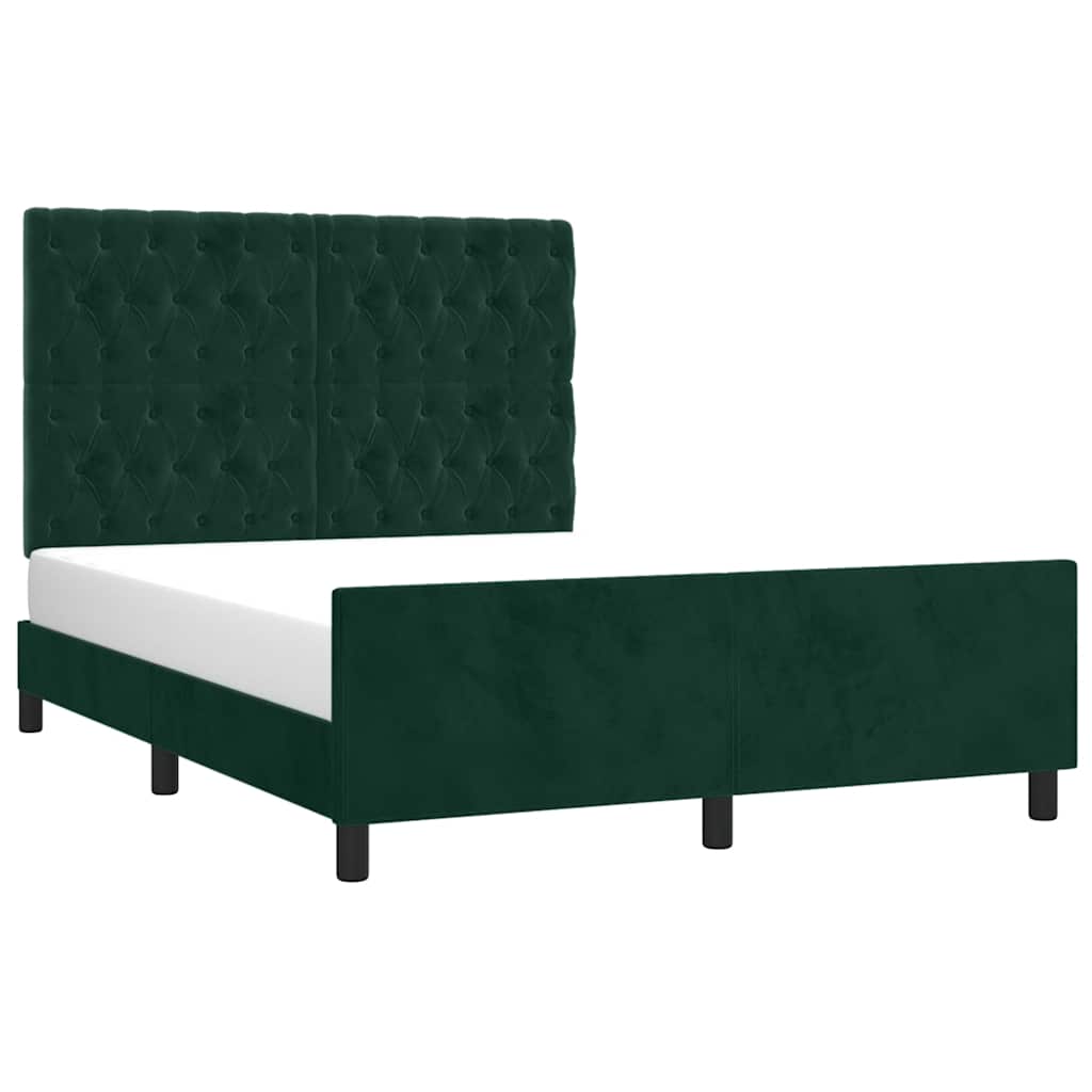 Cadre de lit sans matelas vert foncé 140x200 cm velours - XIOS