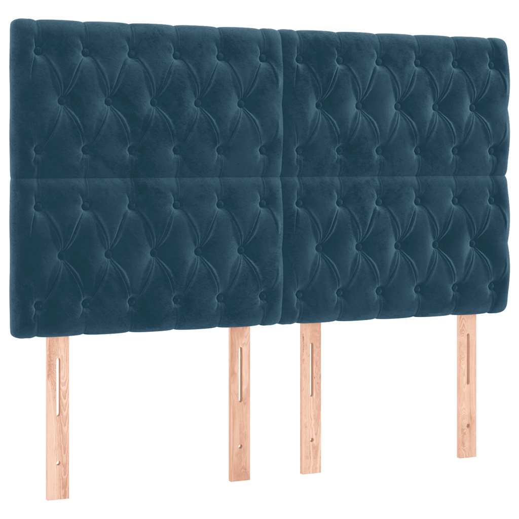 Cadre de lit sans matelas bleu foncé 140x200 cm velours - XIOS