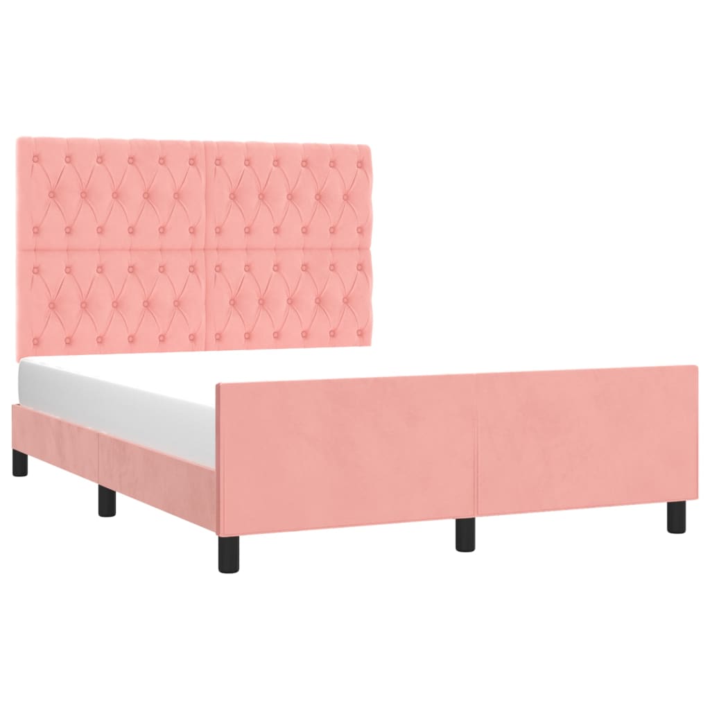 Cadre de lit sans matelas rose 140x200 cm velours - XIOS
