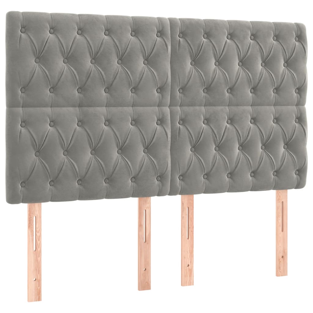 Cadre de lit sans matelas gris clair 160x200 cm velours - XIOS