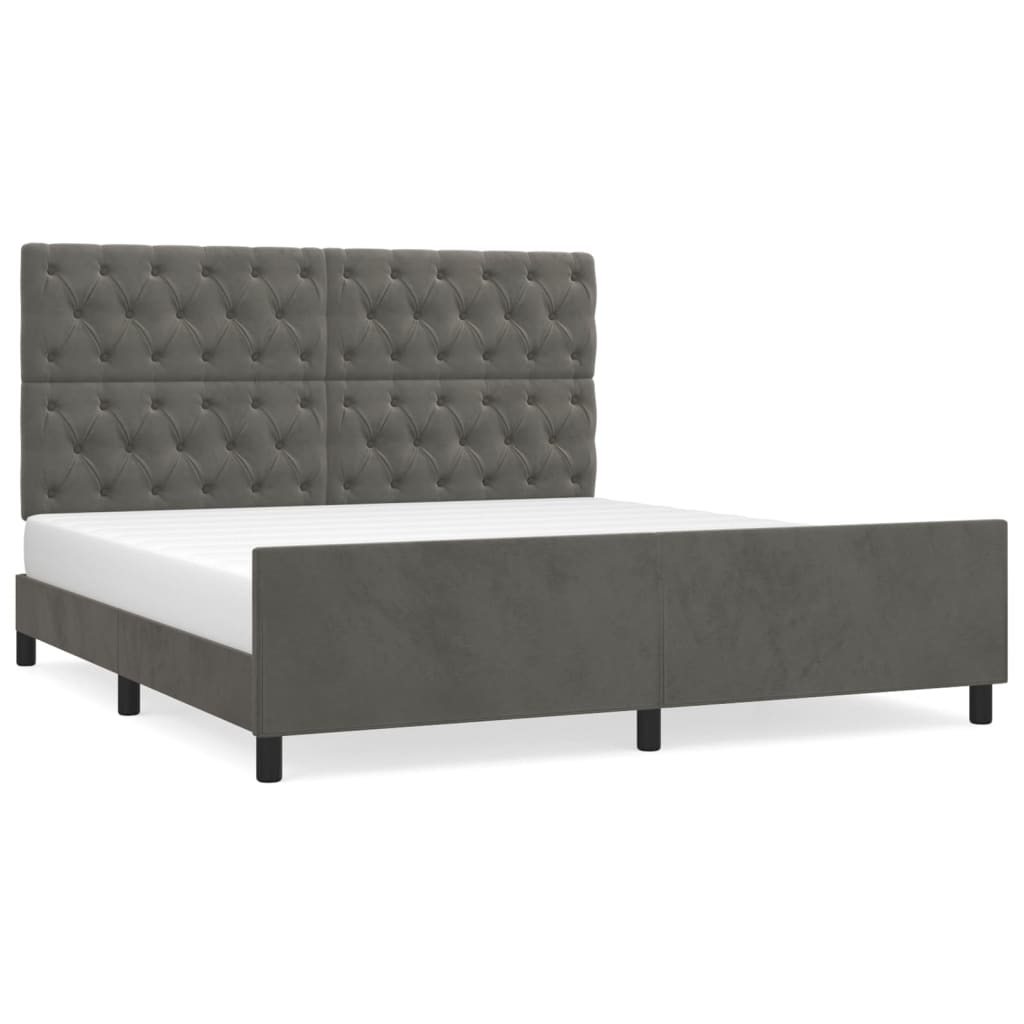 Cadre de lit sans matelas gris foncé 160x200 cm velours - XIOS