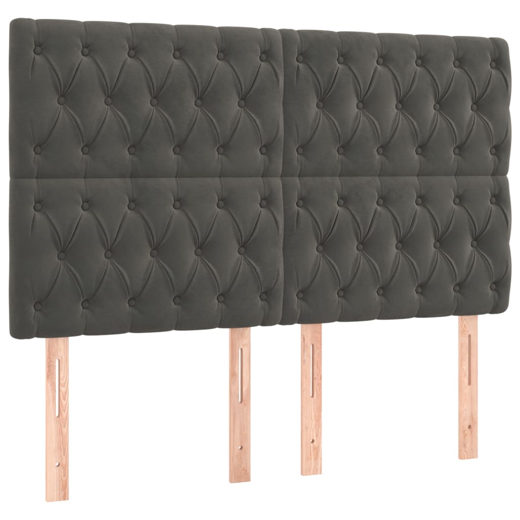 Cadre de lit sans matelas gris foncé 160x200 cm velours - XIOS
