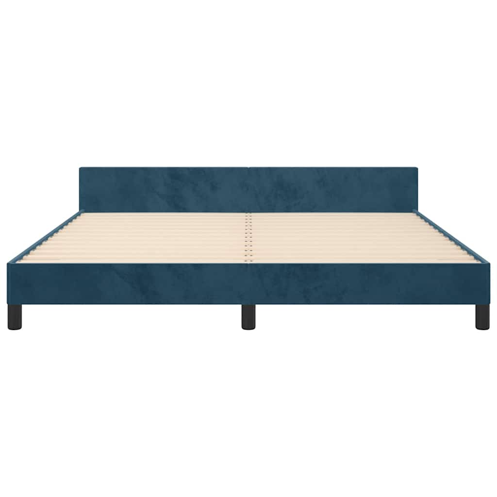 Cadre de lit sans matelas bleu foncé 160x200 cm velours - XIOS