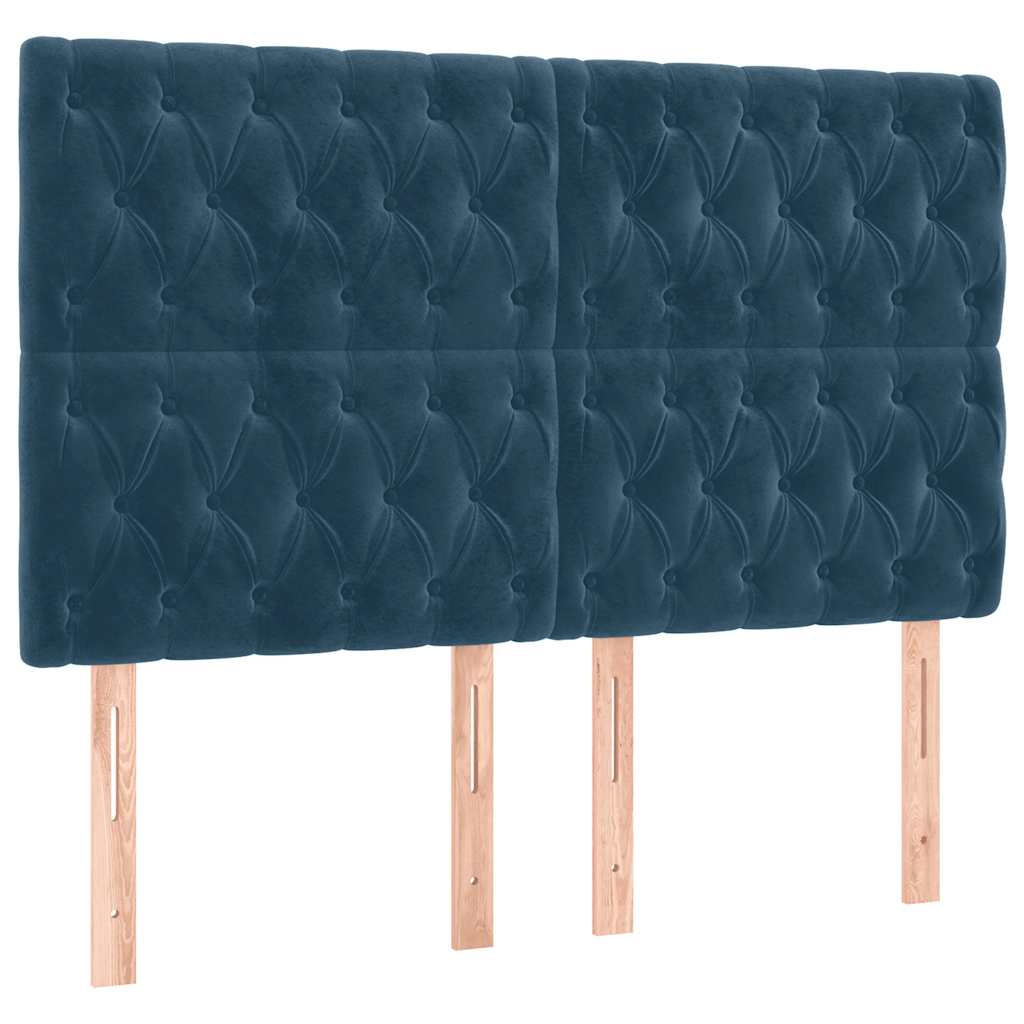 Cadre de lit sans matelas bleu foncé 160x200 cm velours - XIOS