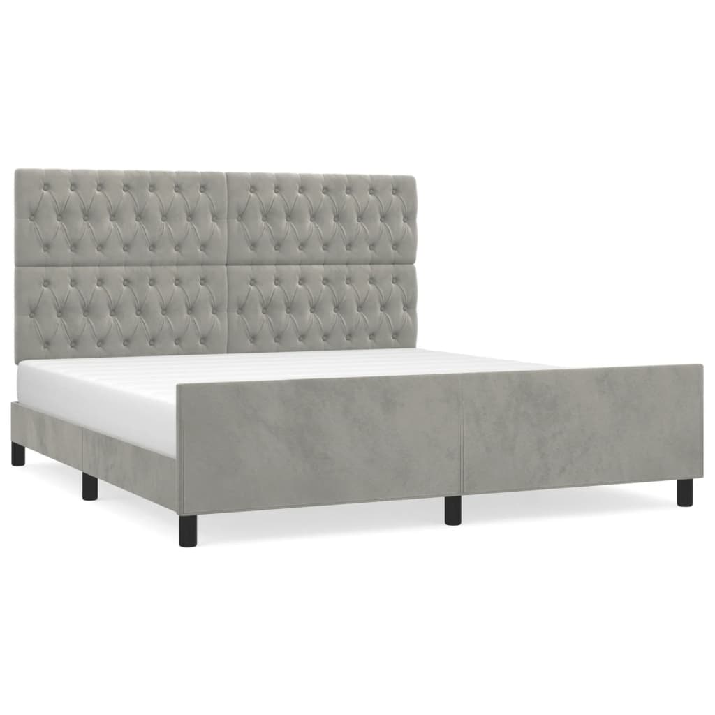 Cadre de lit sans matelas gris clair velours - XIOS