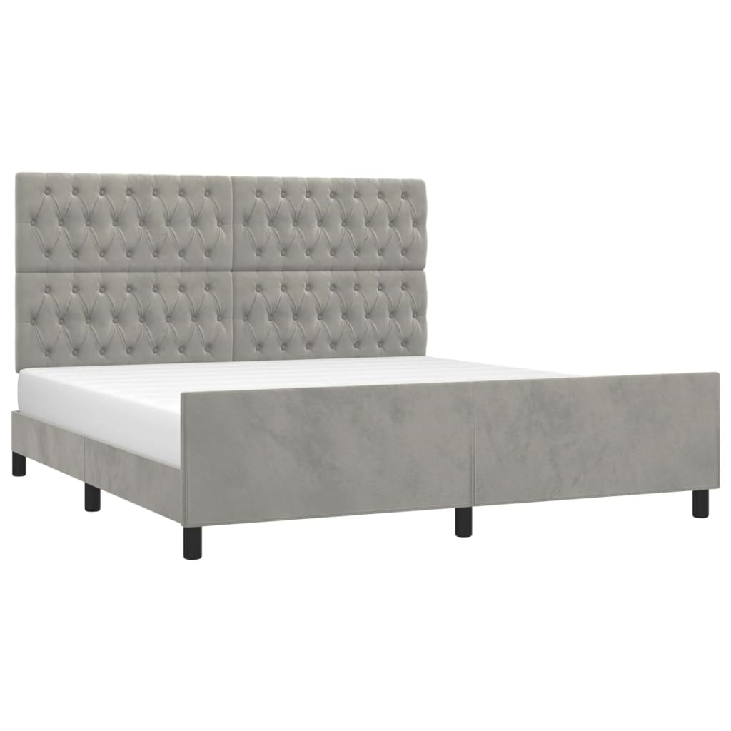 Cadre de lit sans matelas gris clair velours - XIOS
