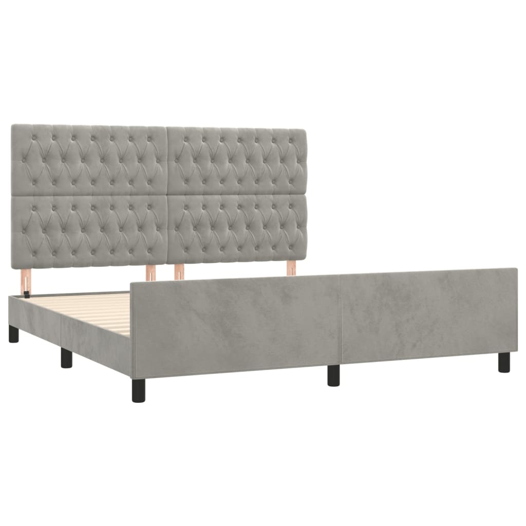 Cadre de lit sans matelas gris clair velours - XIOS