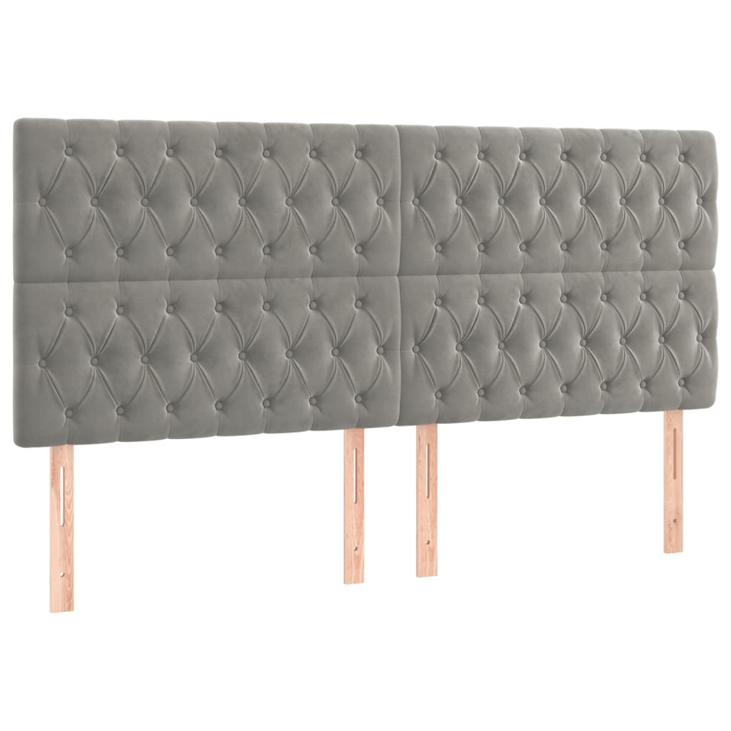 Cadre de lit sans matelas gris clair velours - XIOS