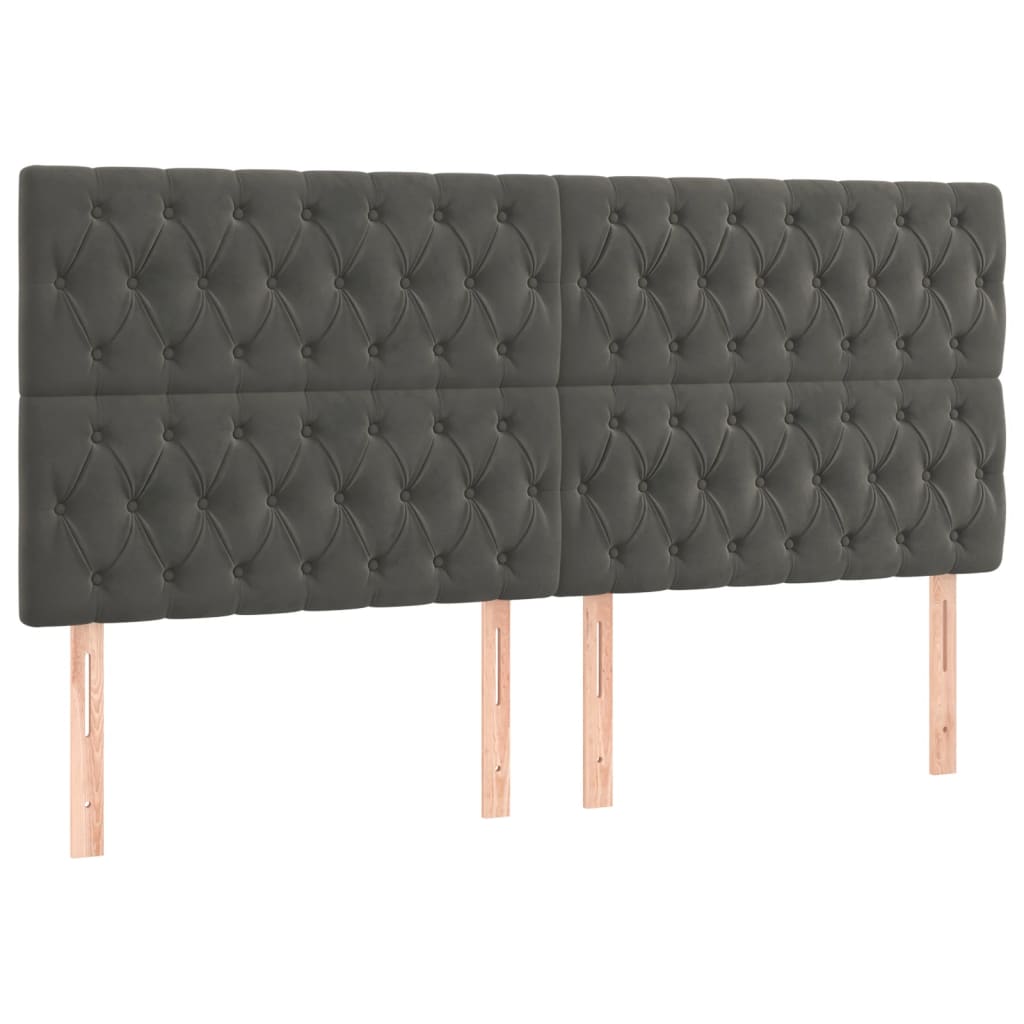Cadre de lit sans matelas gris foncé velours - XIOS