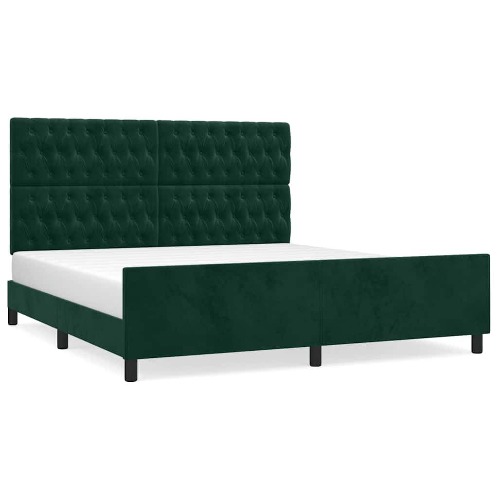 Cadre de lit sans matelas vert foncé velours - XIOS