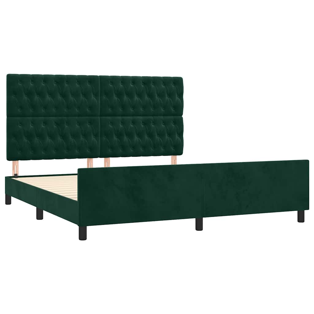 Cadre de lit sans matelas vert foncé velours - XIOS