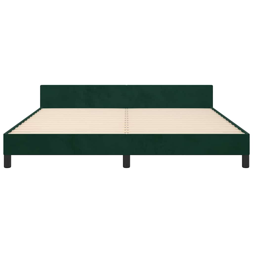 Cadre de lit sans matelas vert foncé velours