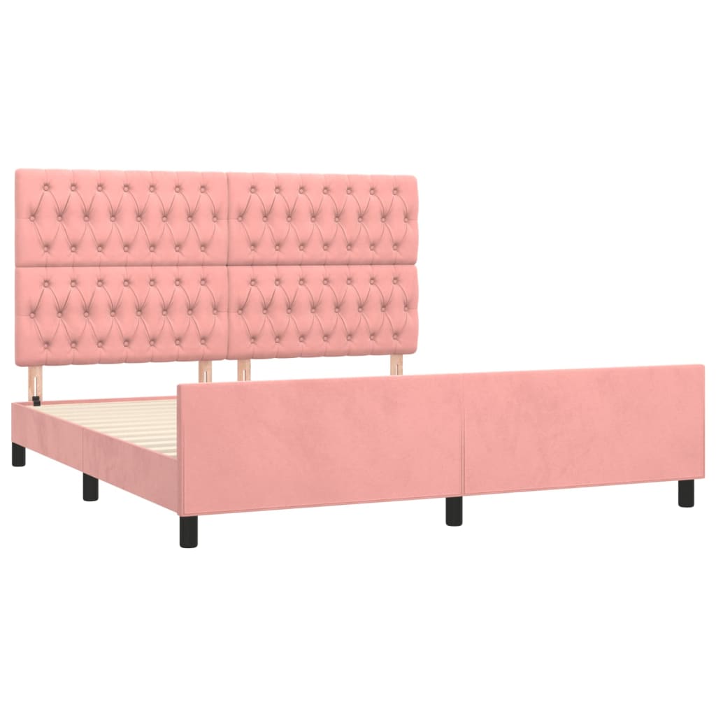 Cadre de lit sans matelas rose velours - XIOS