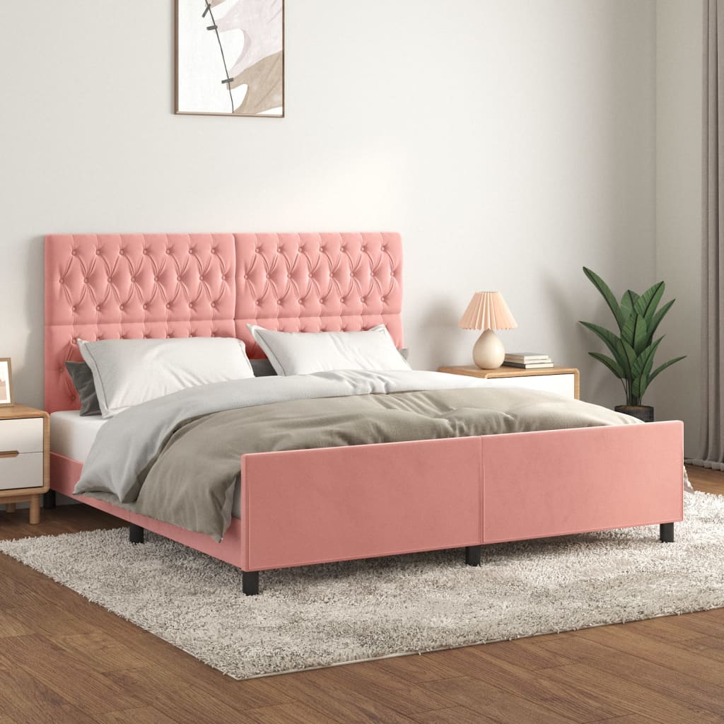 Cadre de lit sans matelas rose velours - XIOS